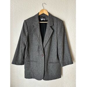 Vintage Sag Harbor Women’s Wool Blazer Jacket Charcoal Gray Sz 12 Office Winter